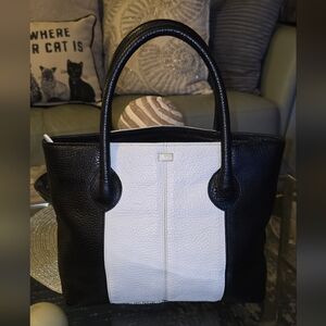 Chic Contrast: Osprey London by Graeme Ellisdon Leather Tote Immaculate! B&W